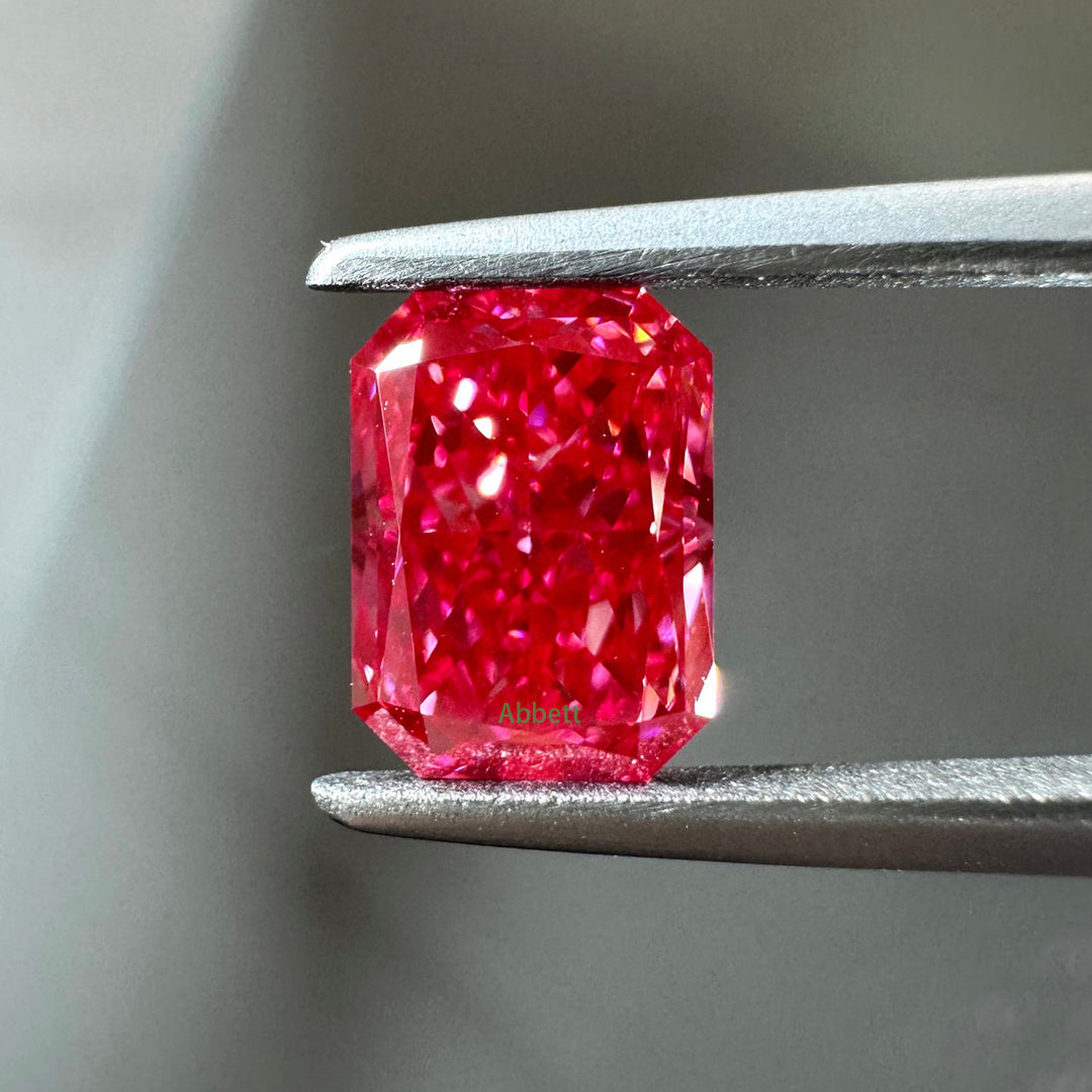 Radiant lab grown red diamond