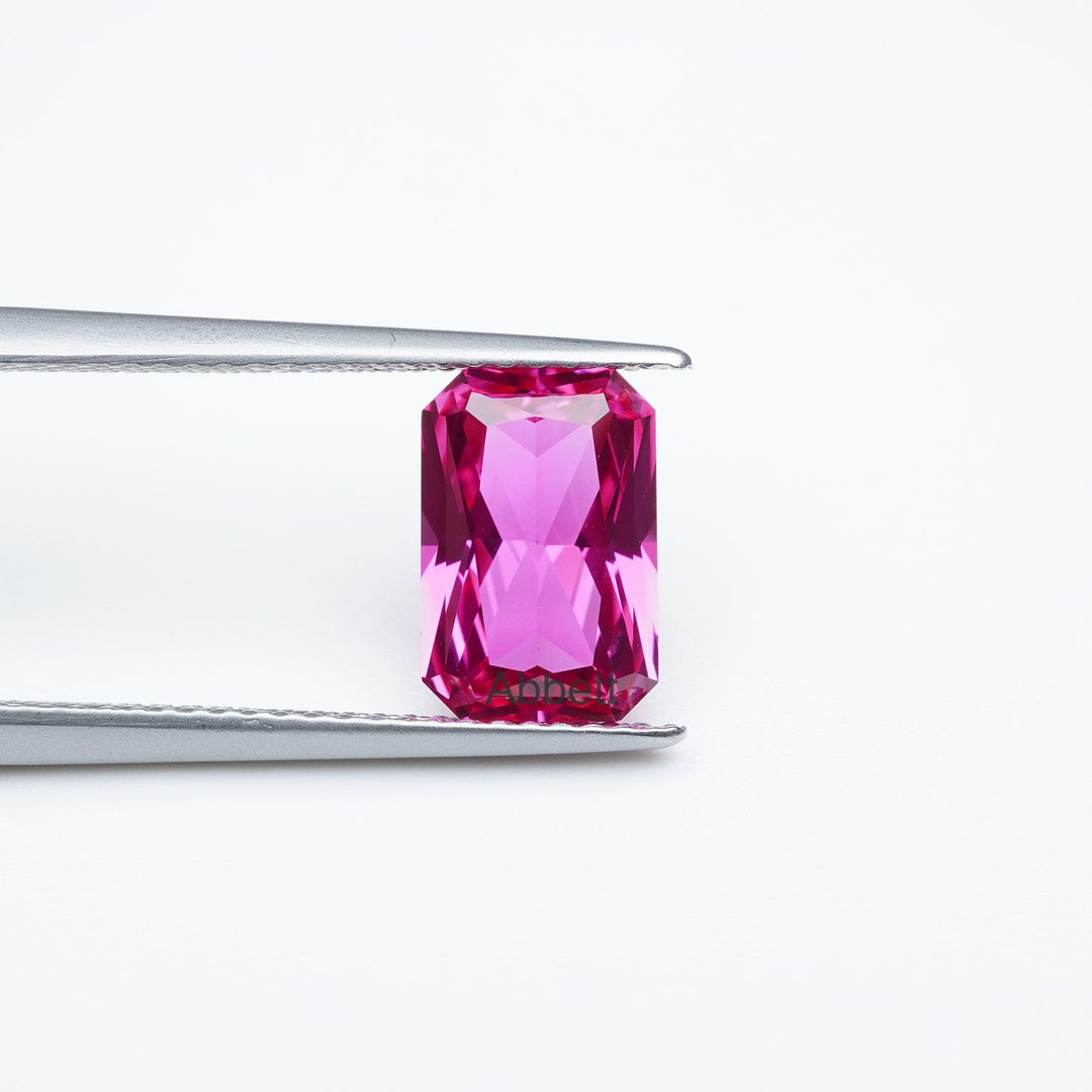 Radiant lab grown hot pink sapphire