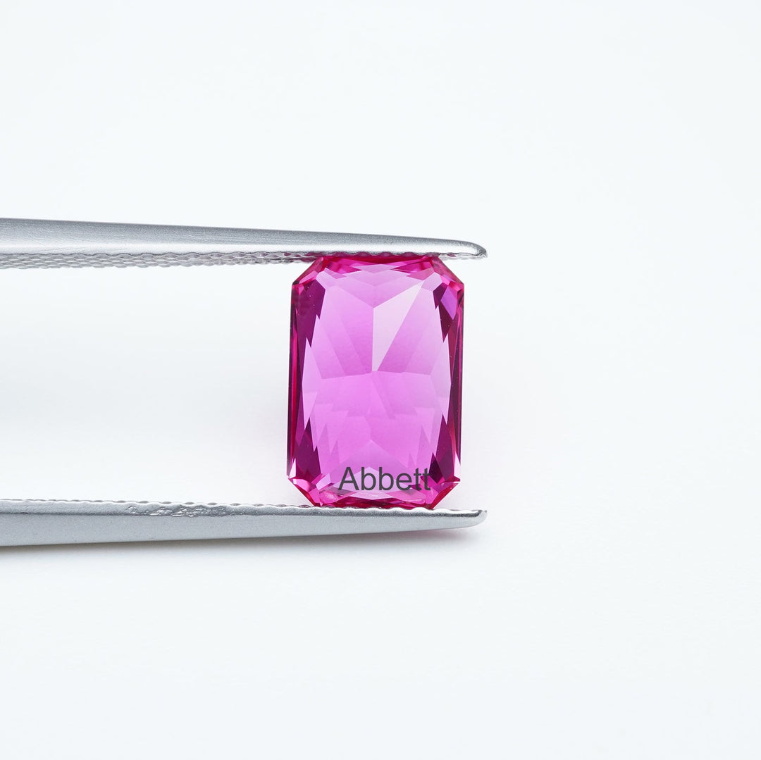 Radiant lab grown hot pink sapphire