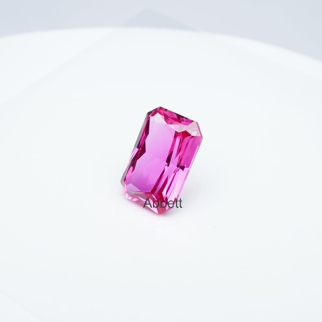 Radiant lab grown hot pink sapphire