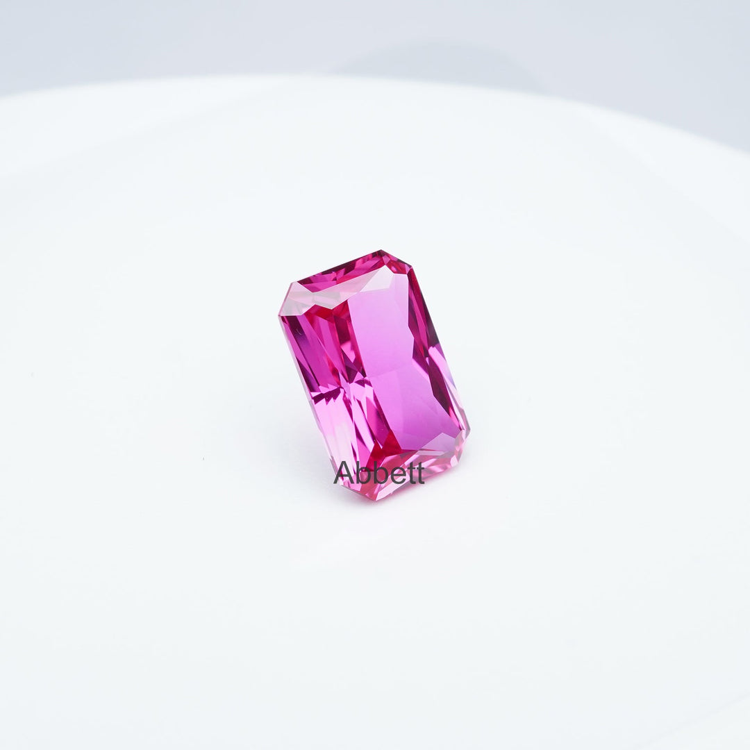 Radiant lab grown hot pink sapphire