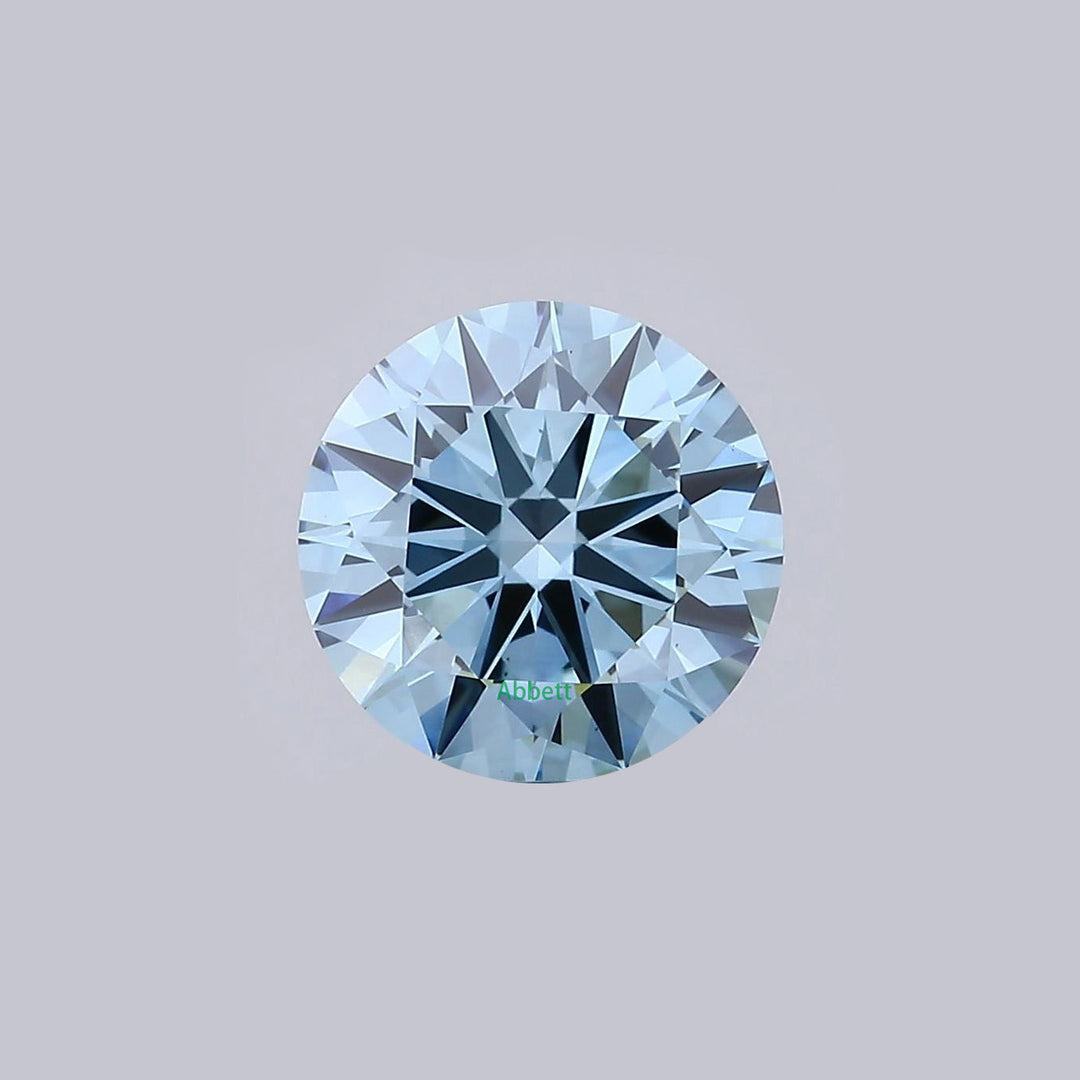 Round lab grown blue diamond