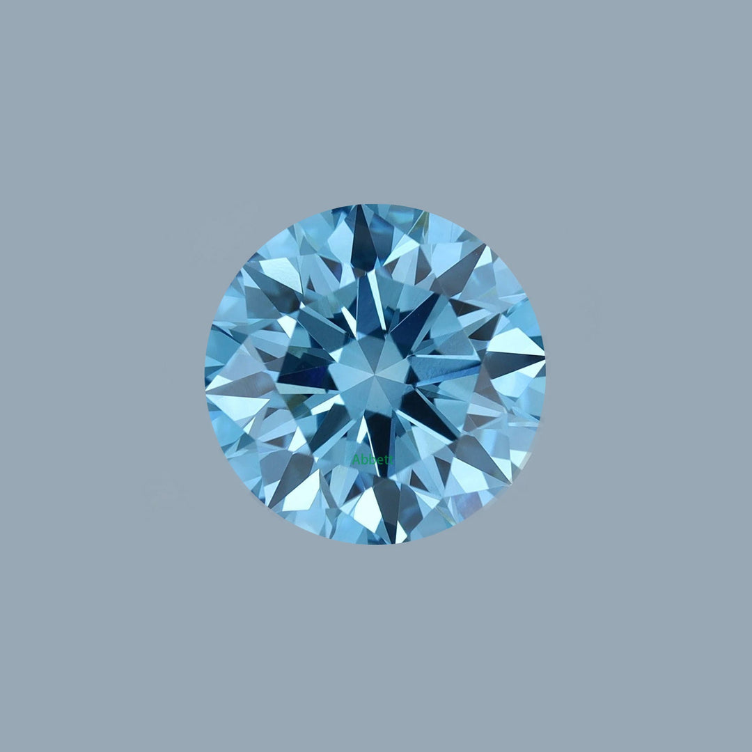 Round lab grown blue diamond