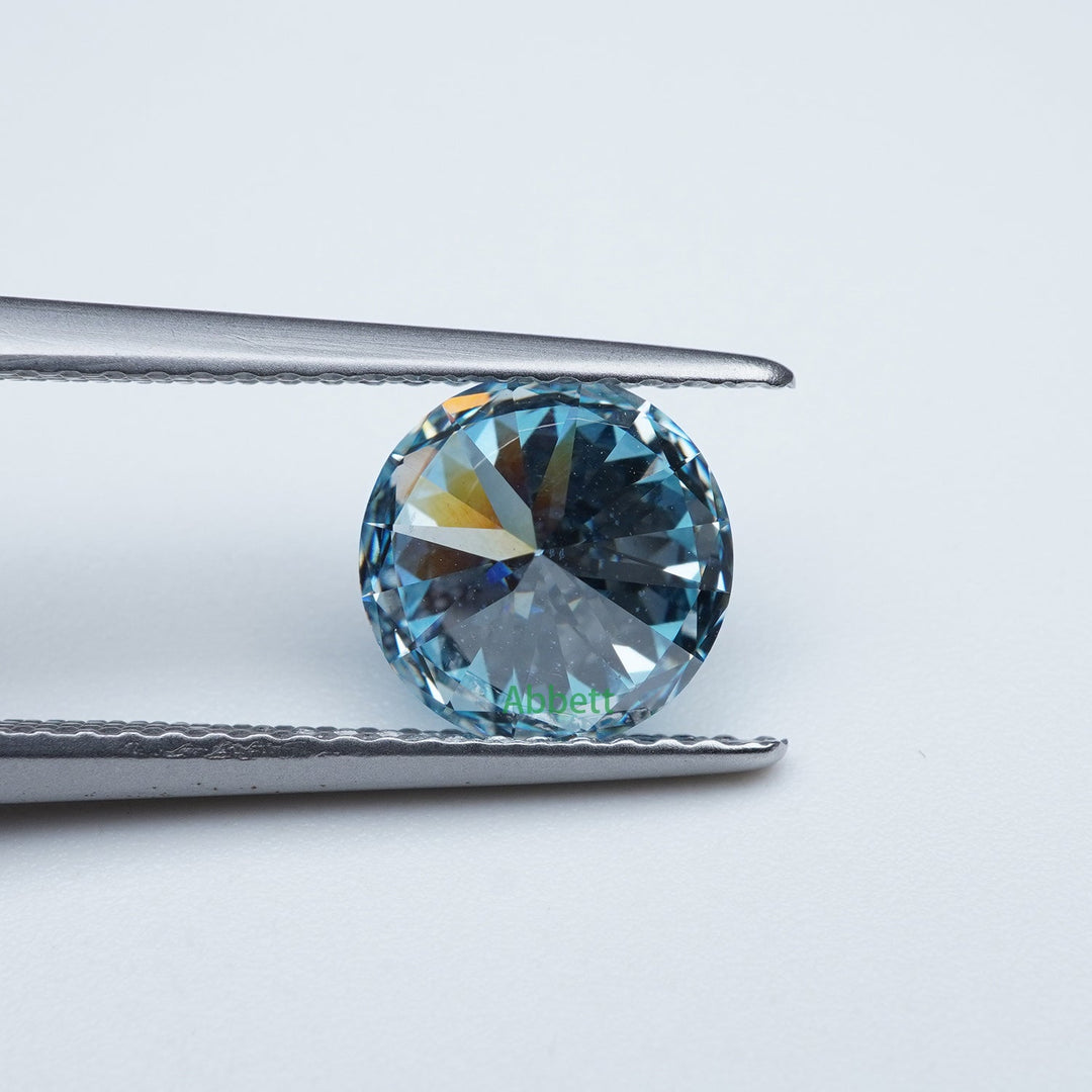 Round lab grown blue diamond