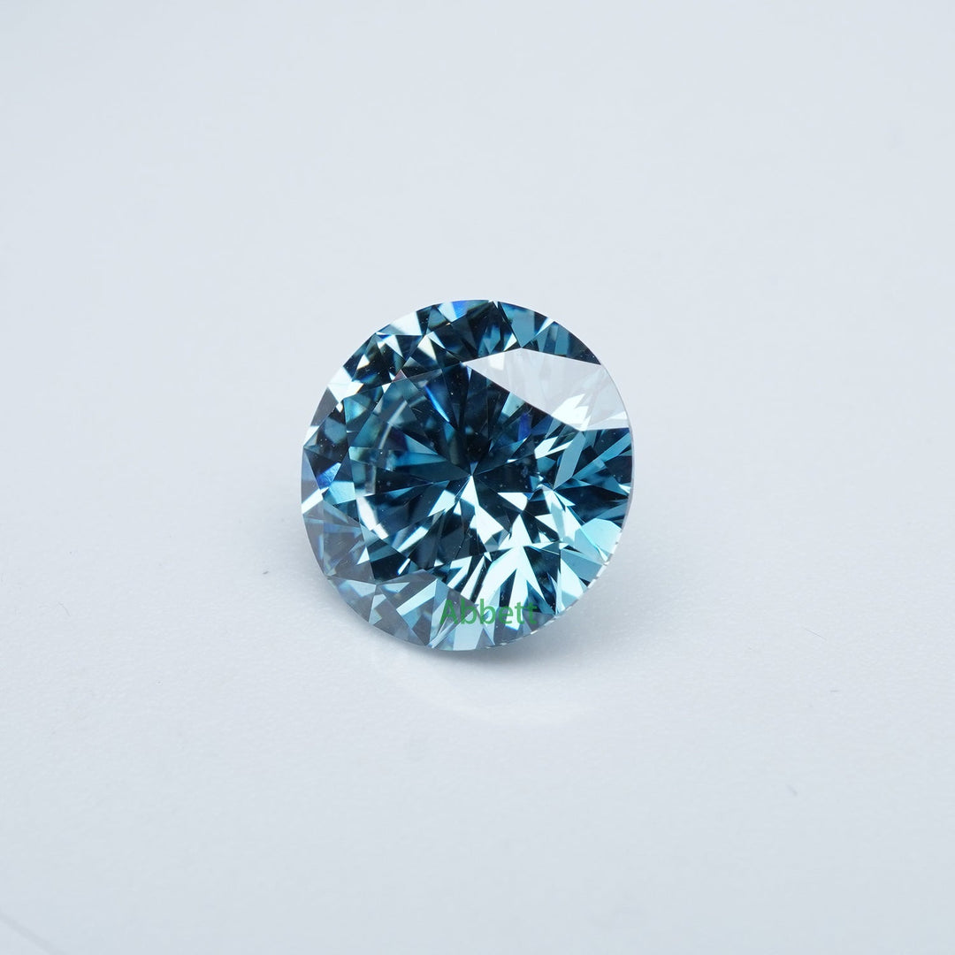 Round lab grown blue diamond