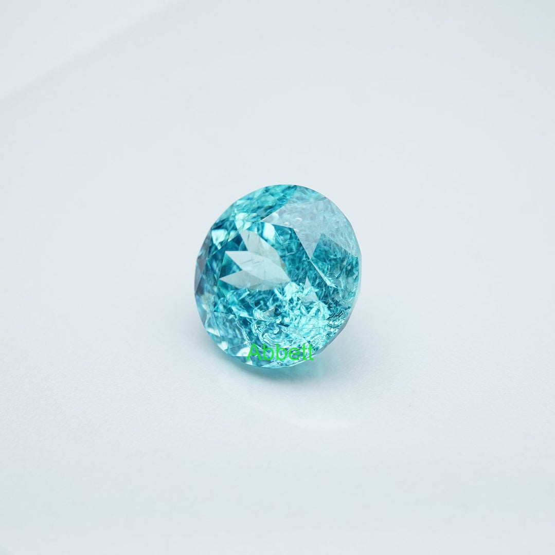 Round lab grown Paraiba YAG ice crush