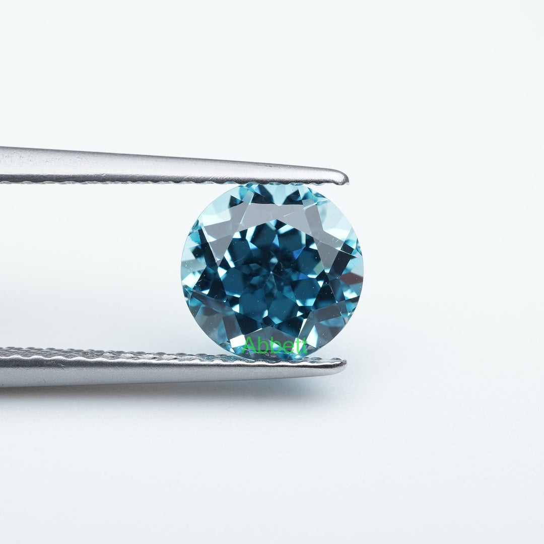 Round lab grown santa maria sapphire