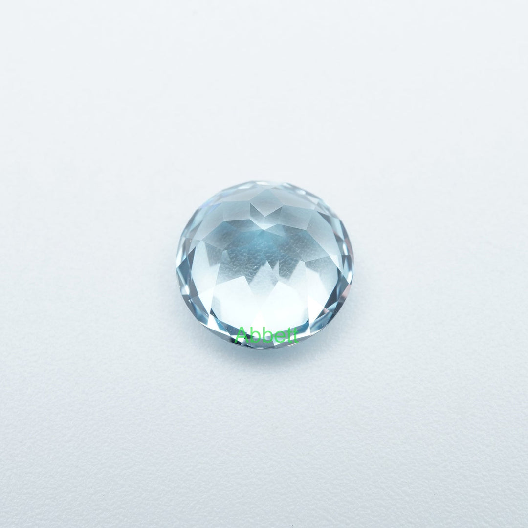 Round lab grown aqua sapphire