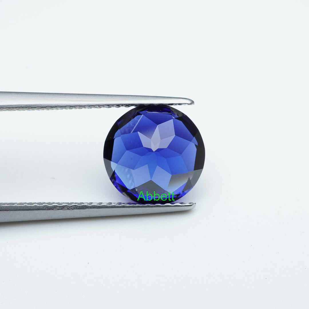 Round lab grown blue sapphire