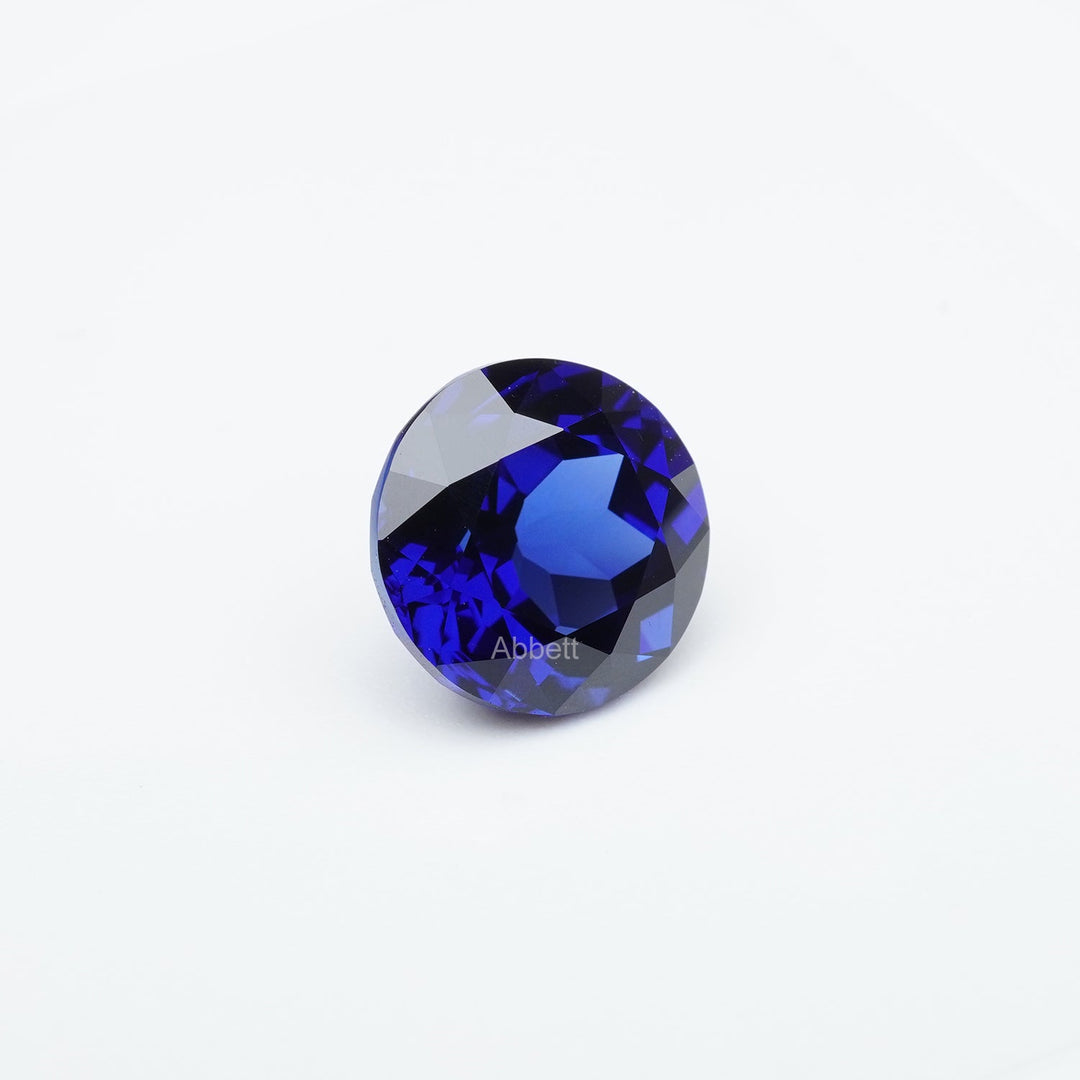 Round lab grown blue sapphire