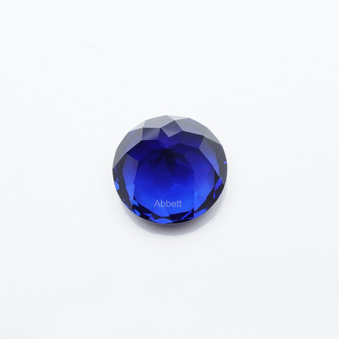 Round lab grown blue sapphire