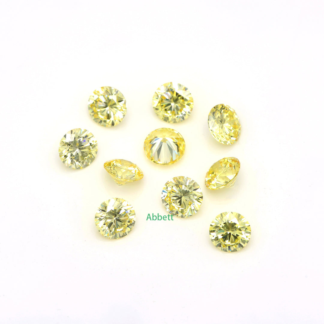 Round lab grown yellow diamond