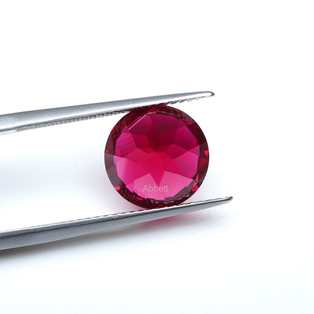 Round lab grown ruby