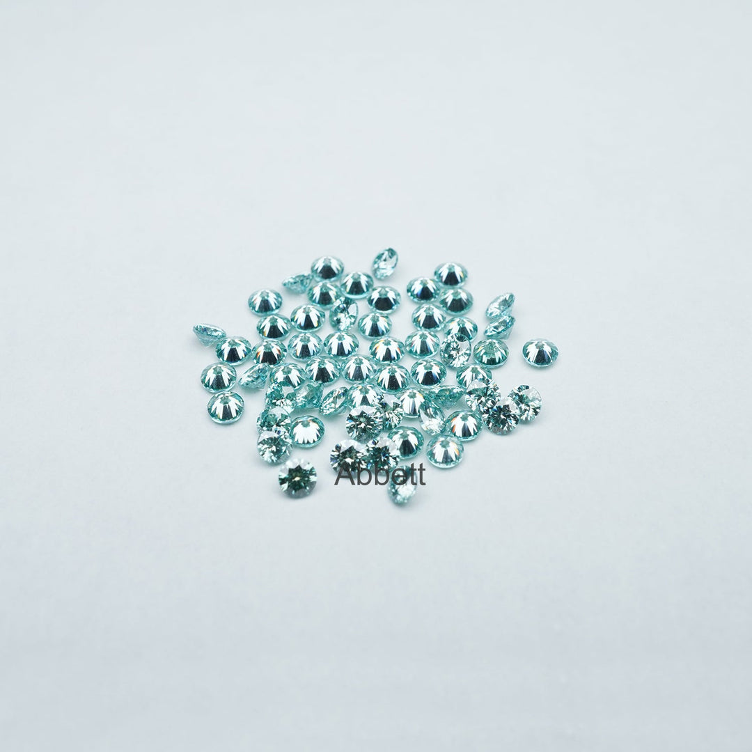 Round melee teal moissanite