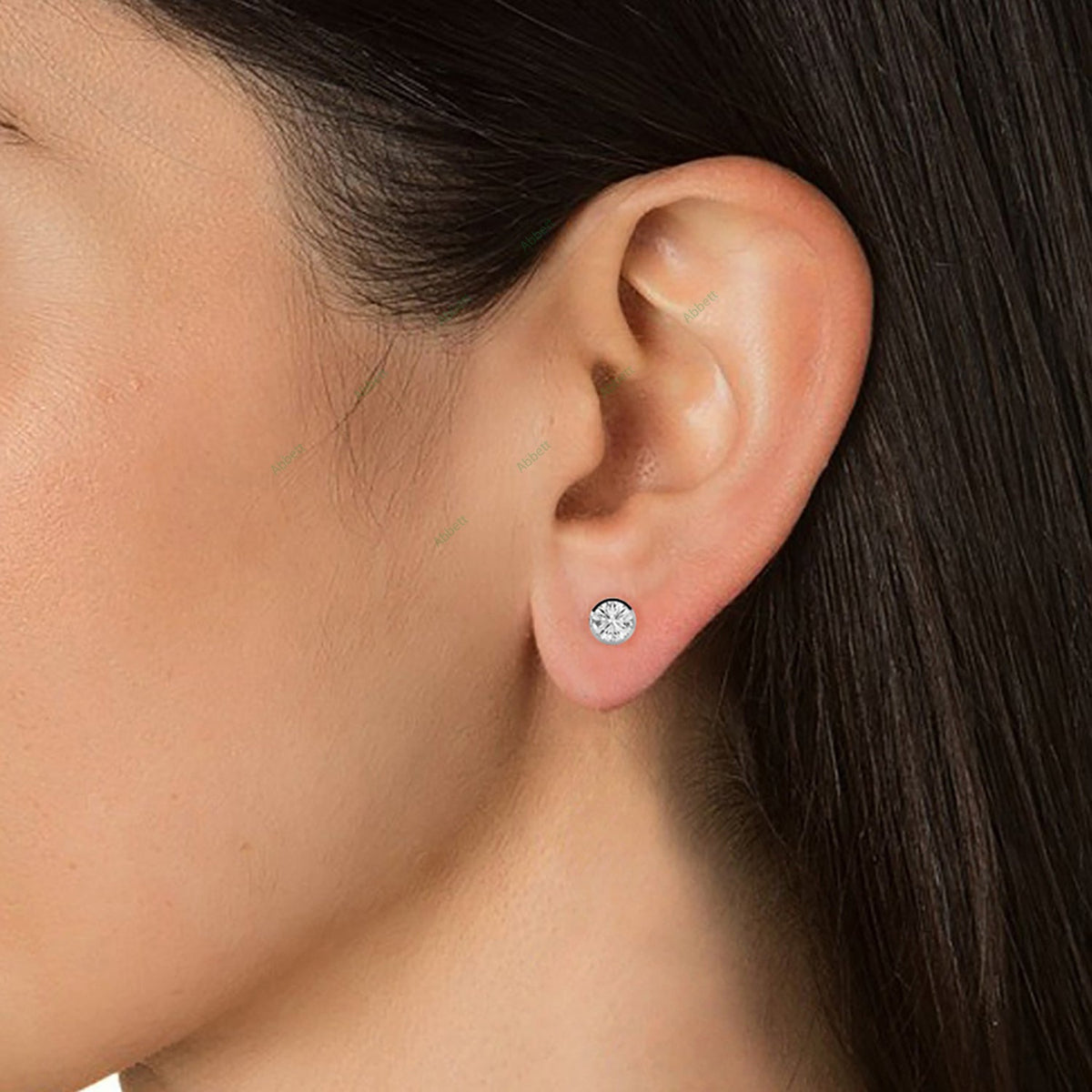 Bezel Stud Earring ST003