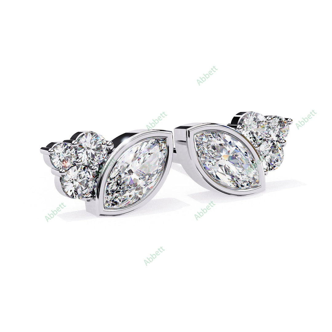 Bezel Marquise Bouquet Studs Earring STBO1354