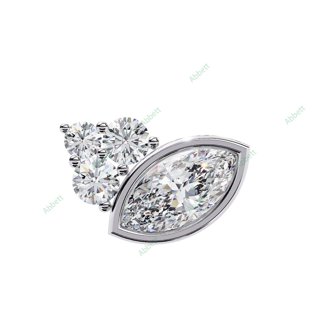 Bezel Marquise Bouquet Studs Earring STBO1354
