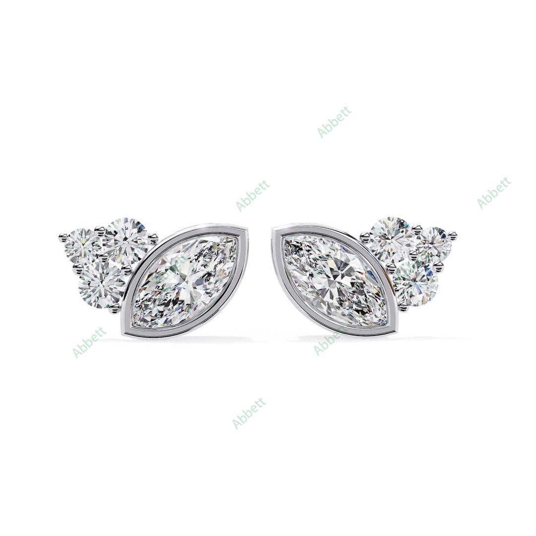 Bezel Marquise Bouquet Studs Earring STBO1354