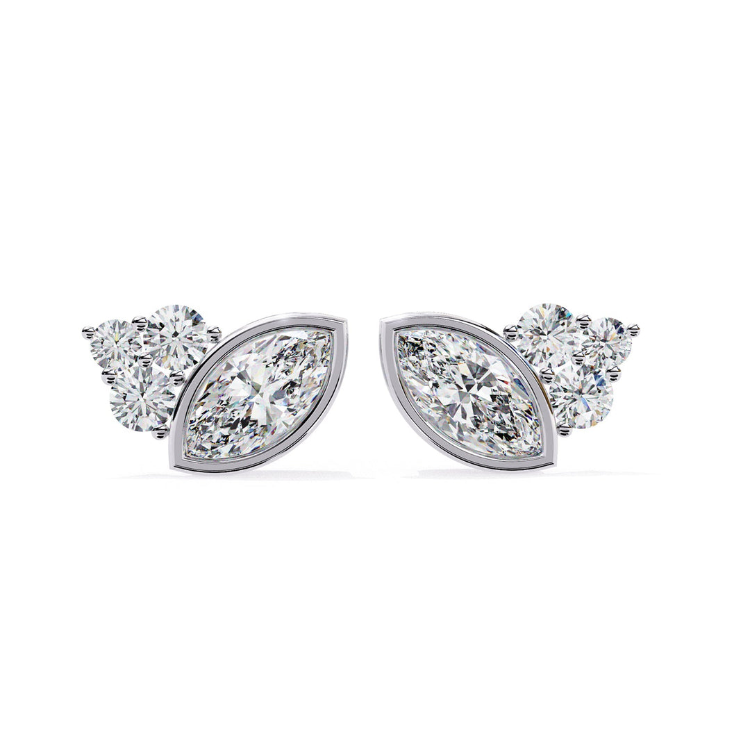 Bezel Marquise Bouquet Studs Earring STBO1354