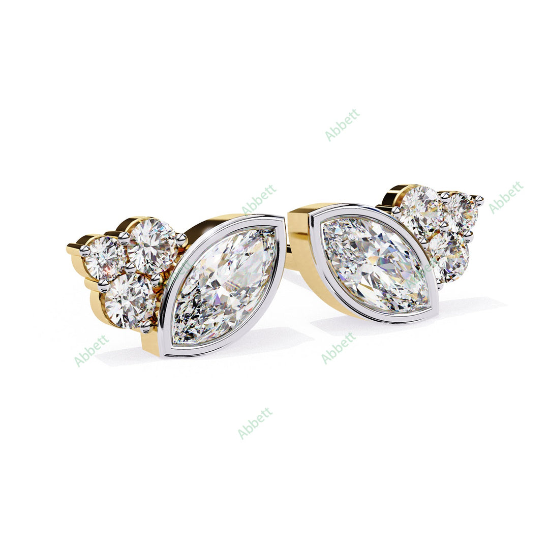 Bezel Marquise Bouquet Studs Earring STBO1354