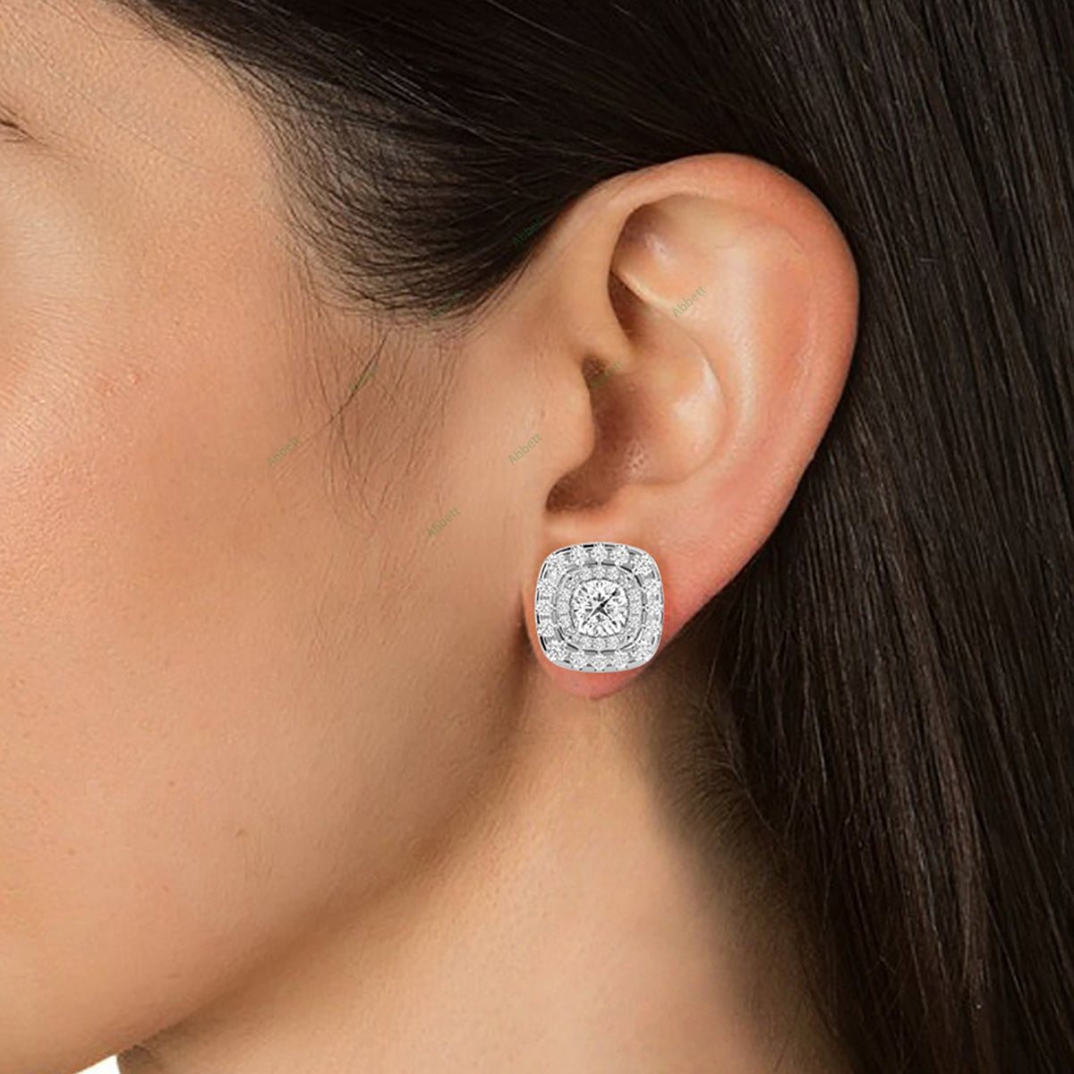 Double Halo Stud Earring STDO038