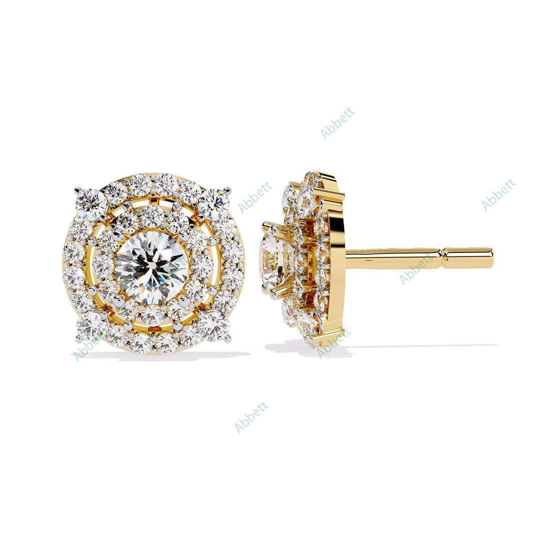 Round Double Halo Studs Earring STDO1384
