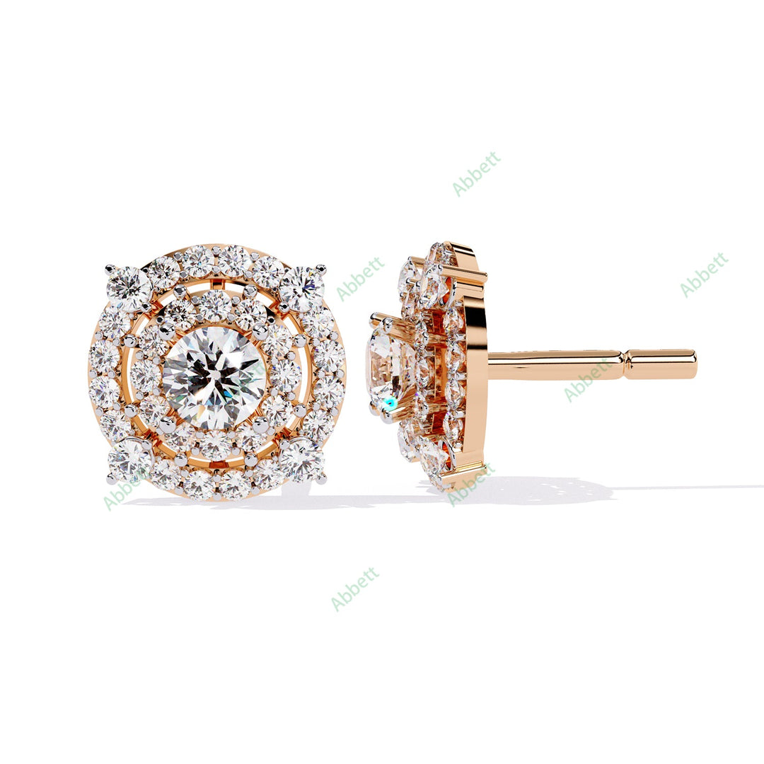 Round Double Halo Studs Earring STDO1384