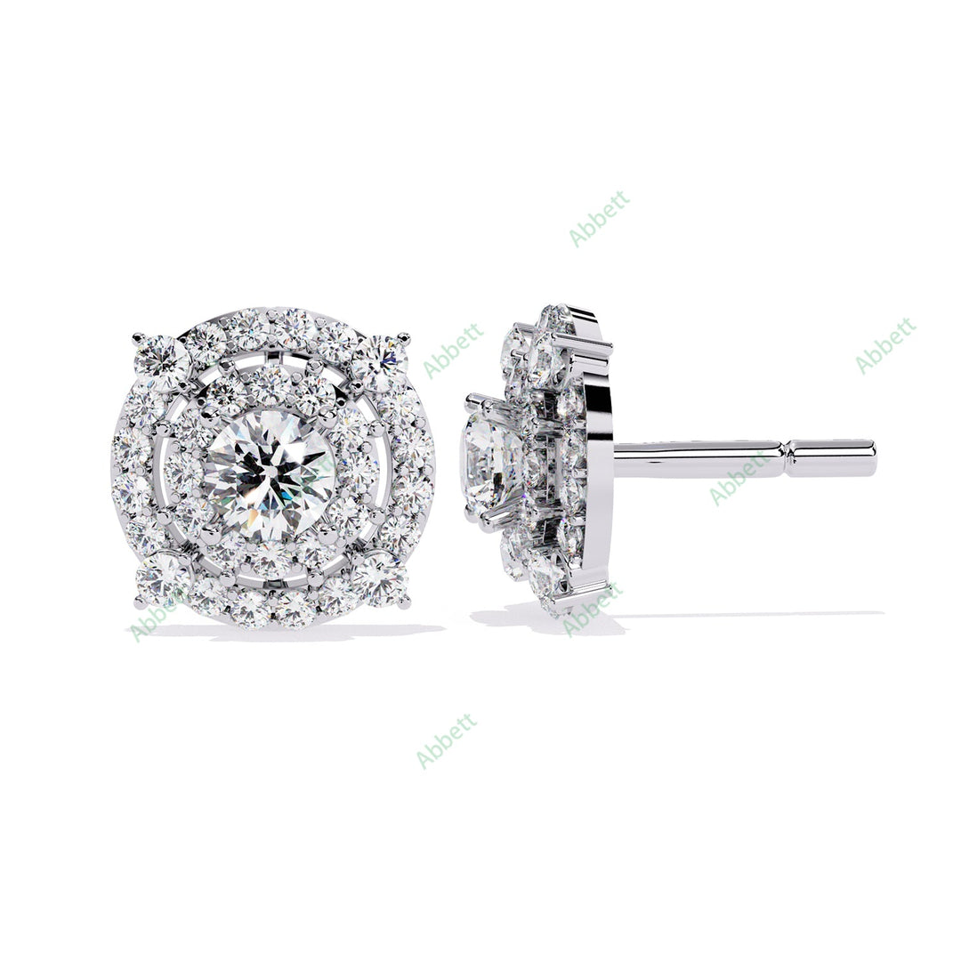 Round Double Halo Studs Earring STDO1384