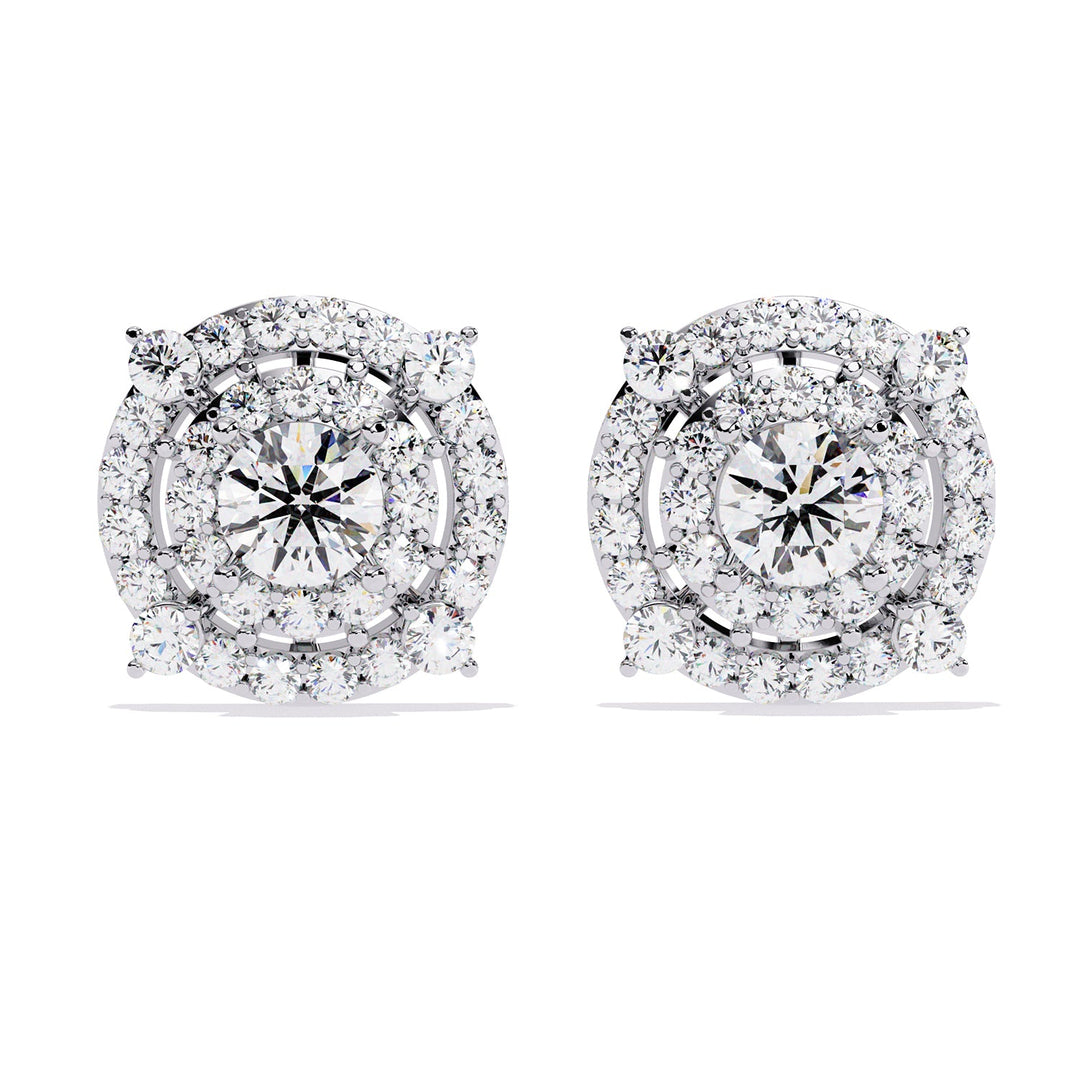 Round Double Halo Studs Earring STDO1384