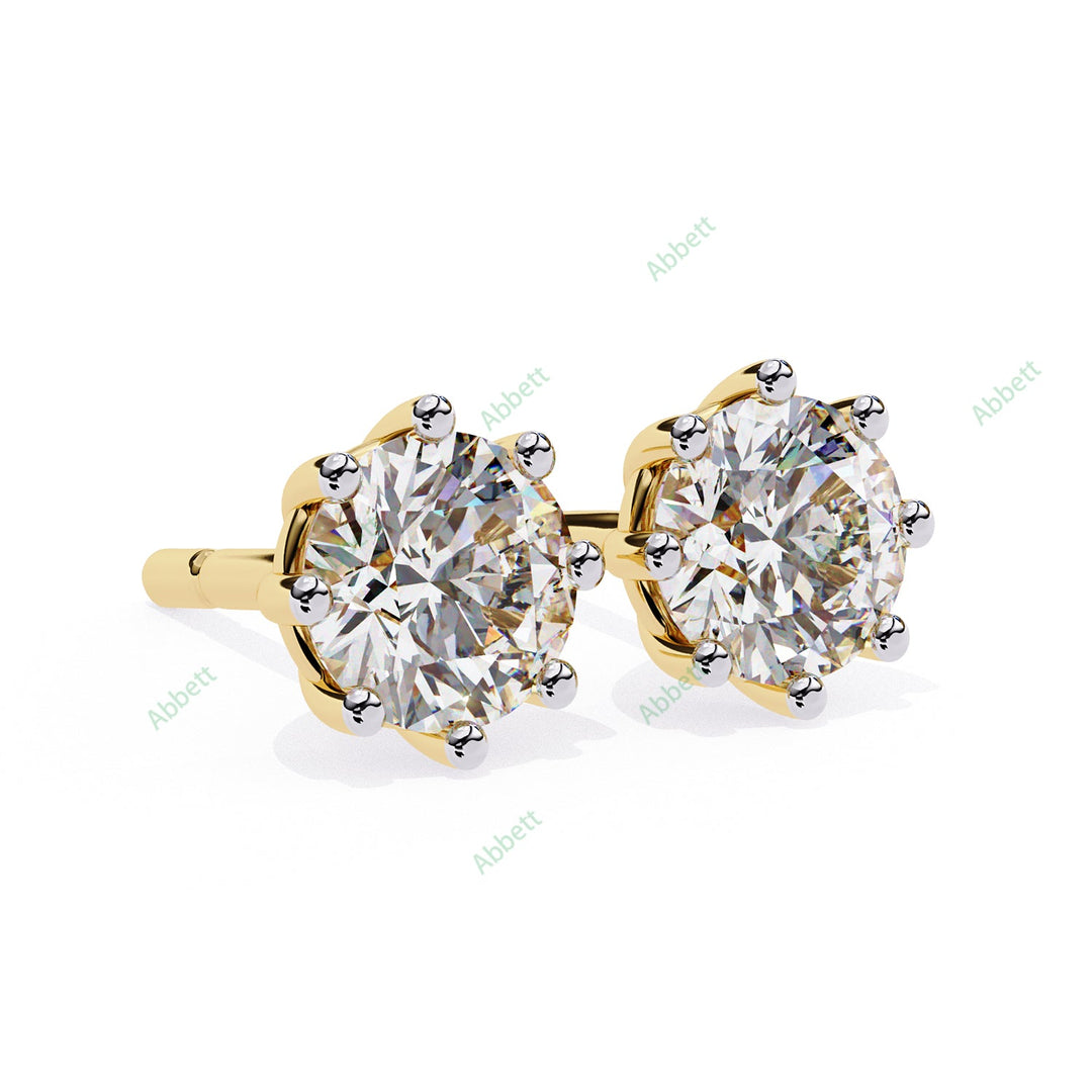 Round Eight Prong Studs Earring STEI1362