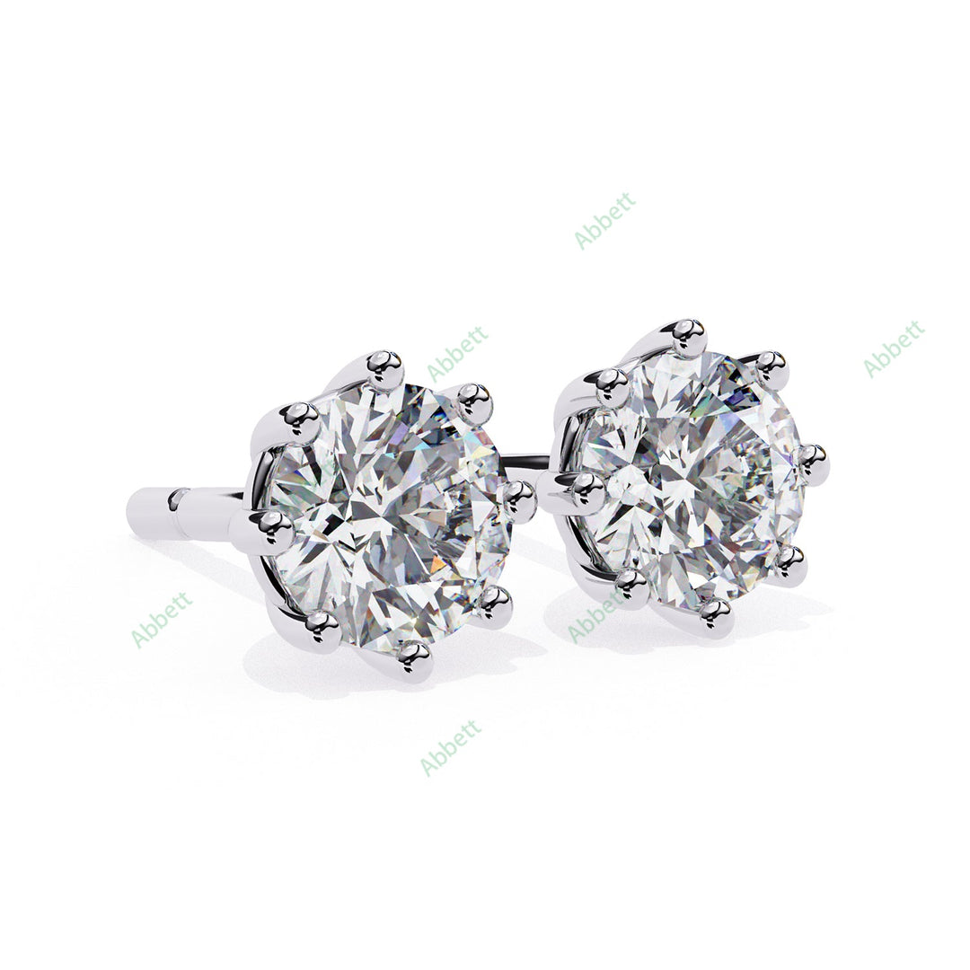 Round Eight Prong Studs Earring STEI1362