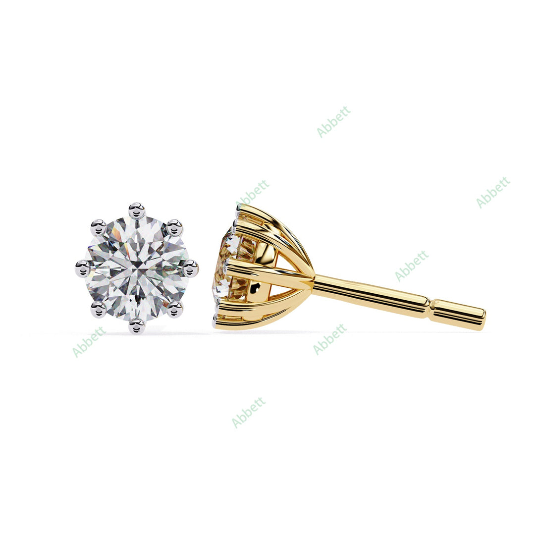 Round Eight Prong Studs Earring STEI1362
