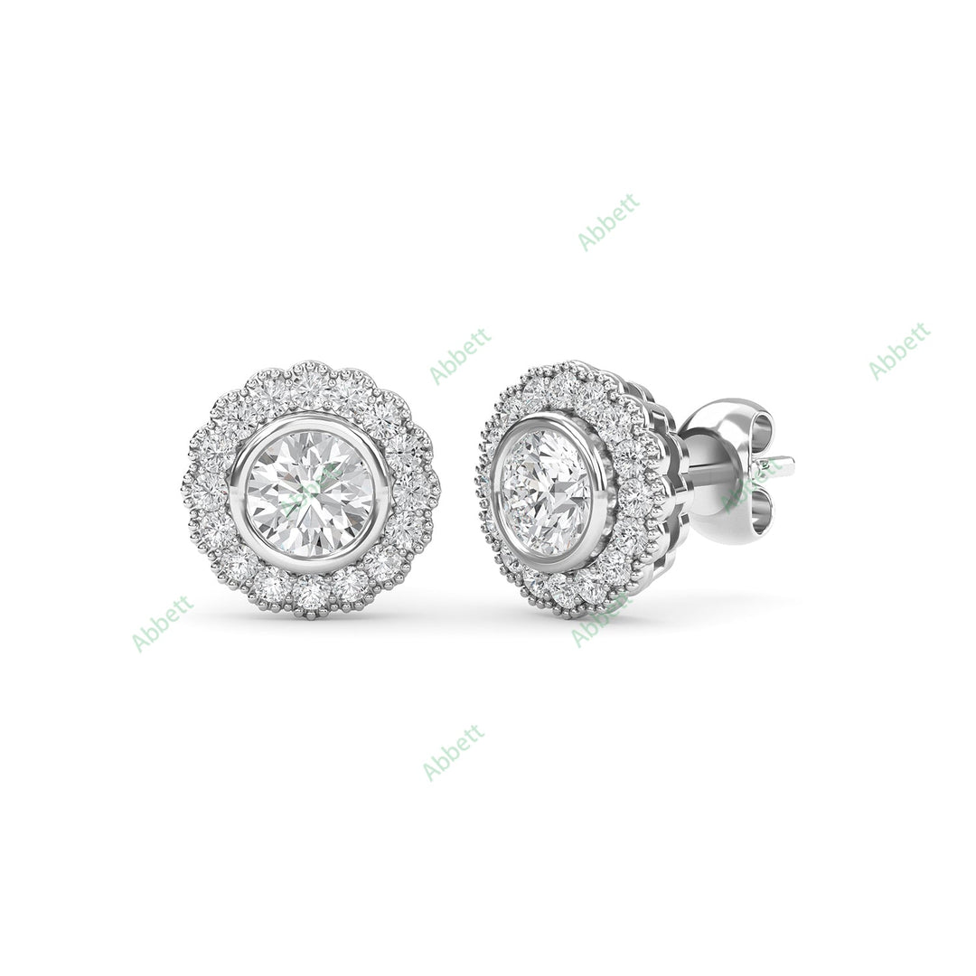 Bezel Halo Stud Earring STHA023