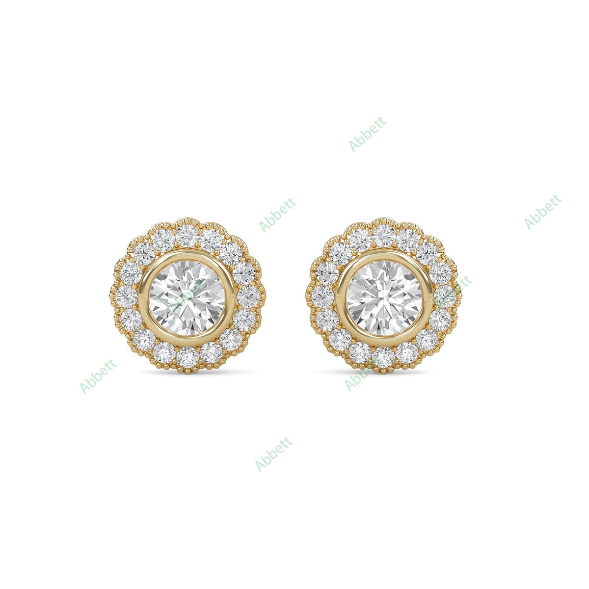 Bezel, Halo Stud Earring STHA023