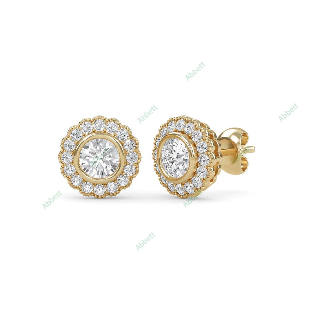 Bezel Halo Stud Earring STHA023