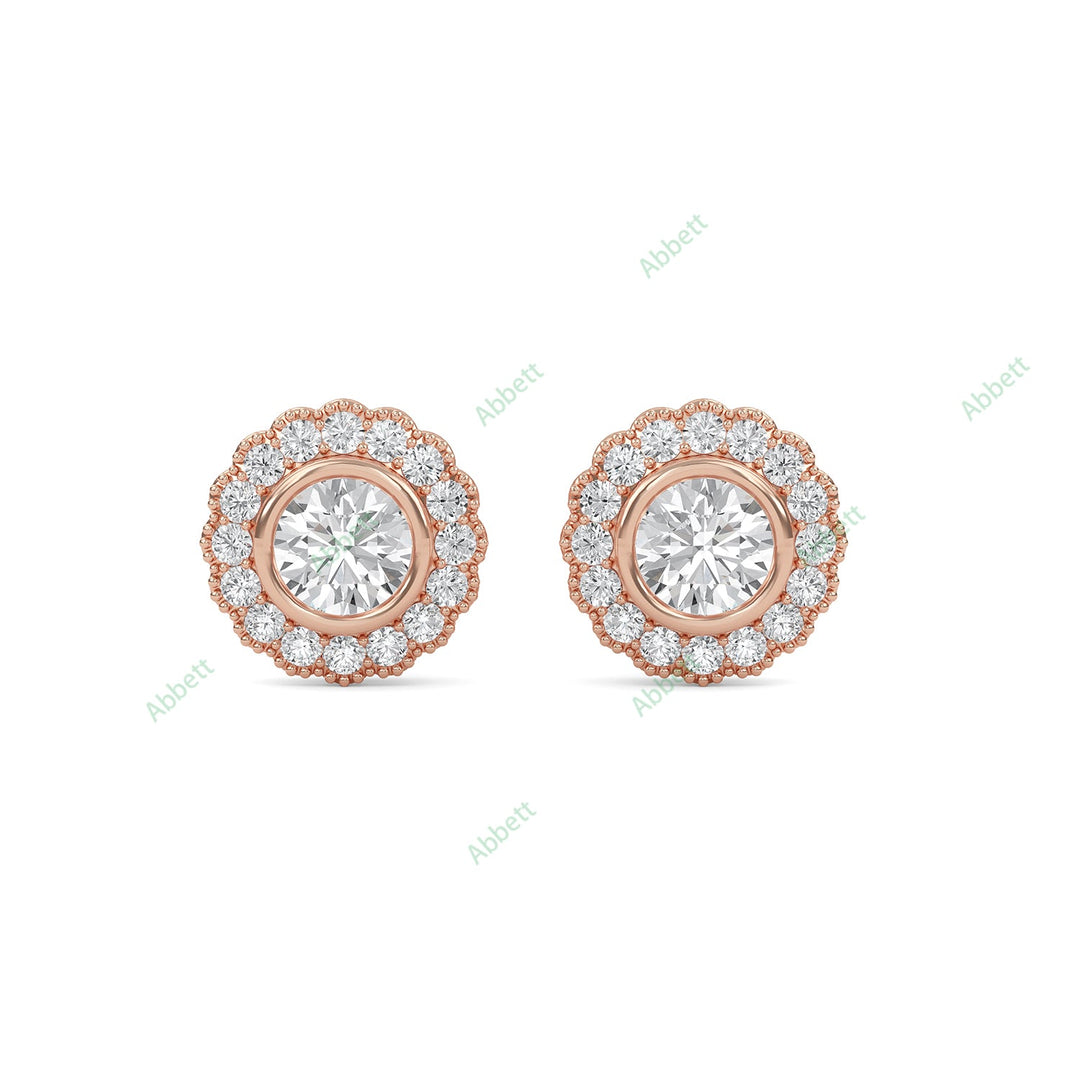 Bezel, Halo Stud Earring STHA023