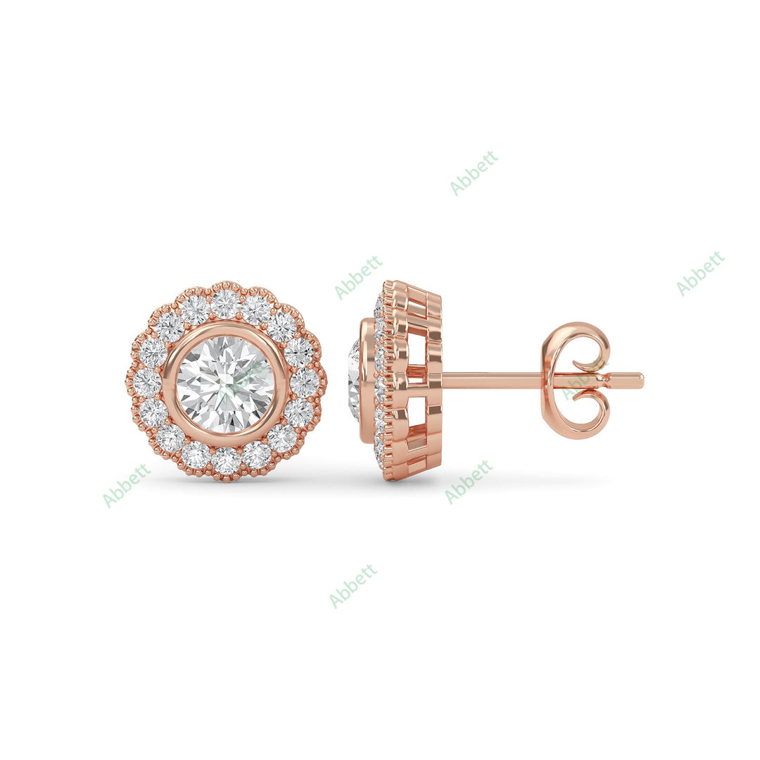 Bezel, Halo Stud Earring STHA023