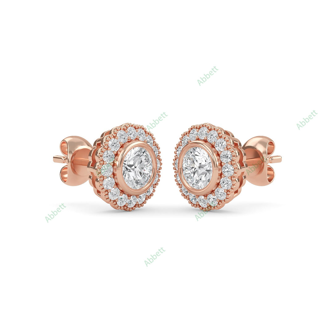 Bezel Halo Stud Earring STHA023
