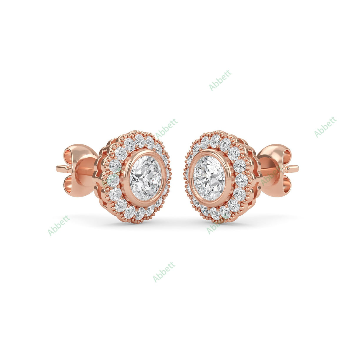 Bezel, Halo Stud Earring STHA023