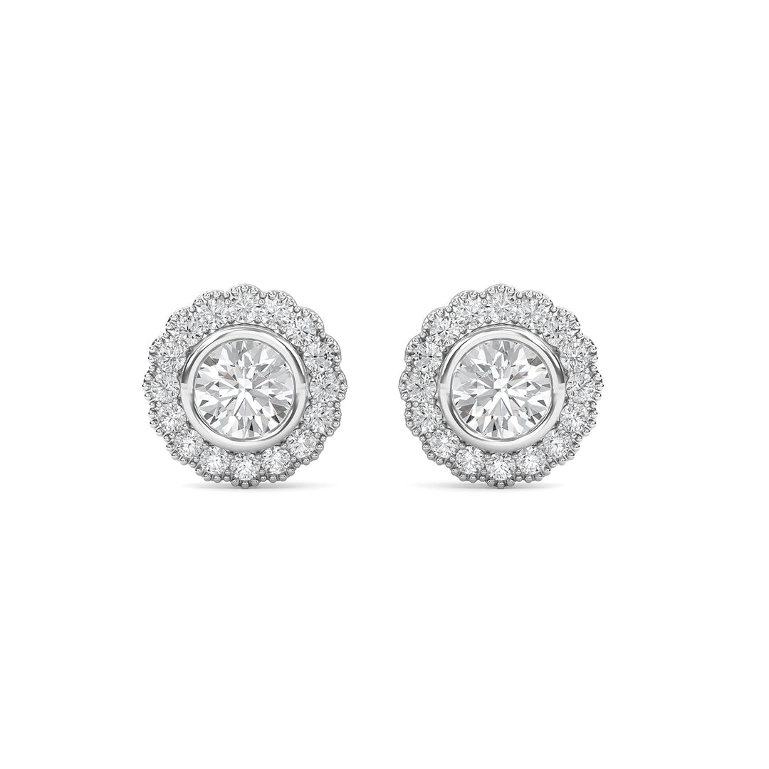 Bezel Halo Stud Earring STHA023