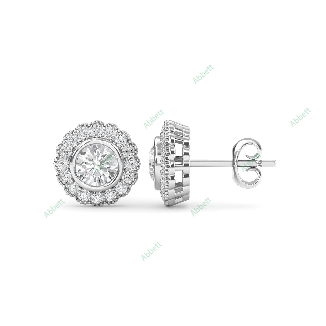 Bezel Halo Stud Earring STHA023