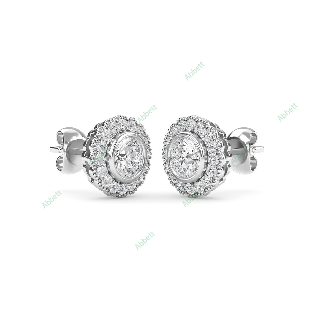 Bezel, Halo Stud Earring STHA023