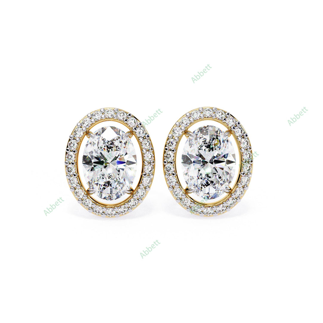 Oval Halo Studs Earring STHA1341
