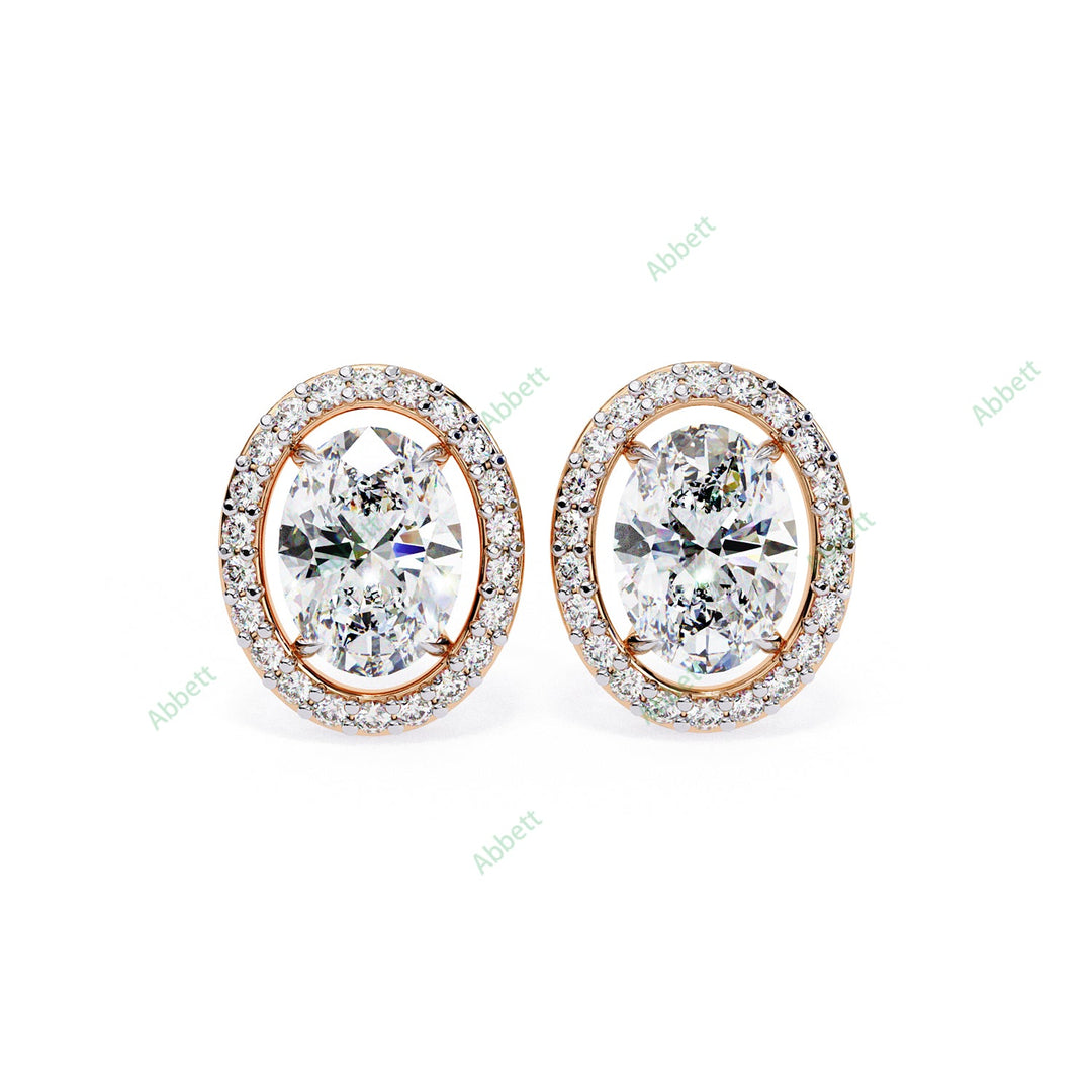 Oval Halo Studs Earring STHA1341