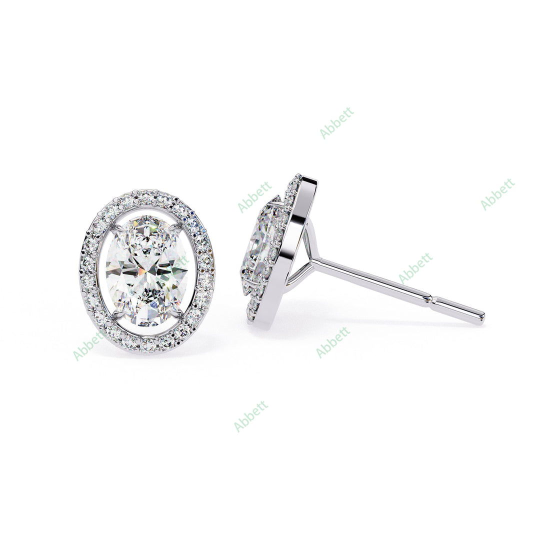 Oval Halo Studs Earring STHA1341