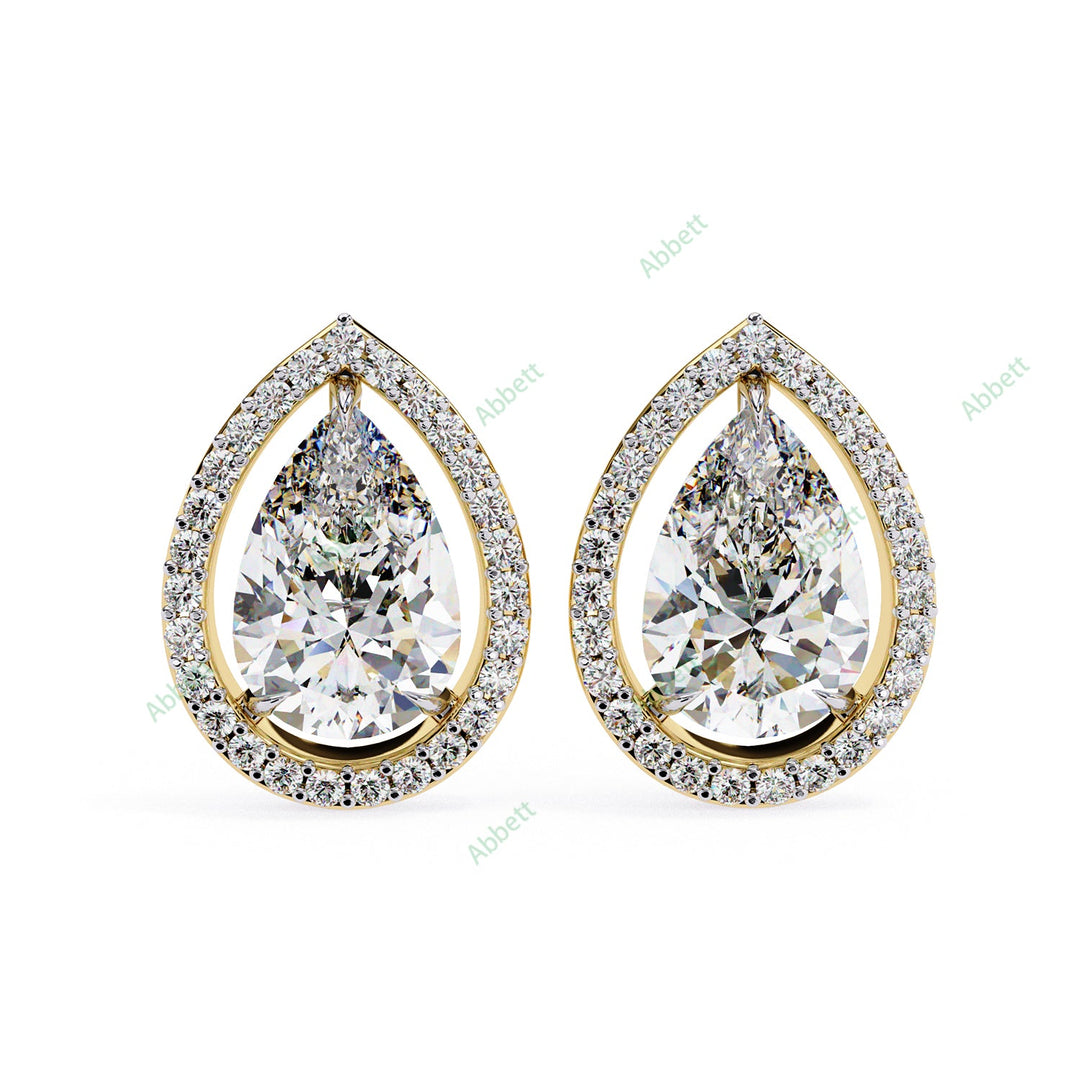 Pear Halo Studs Earring STHA1342