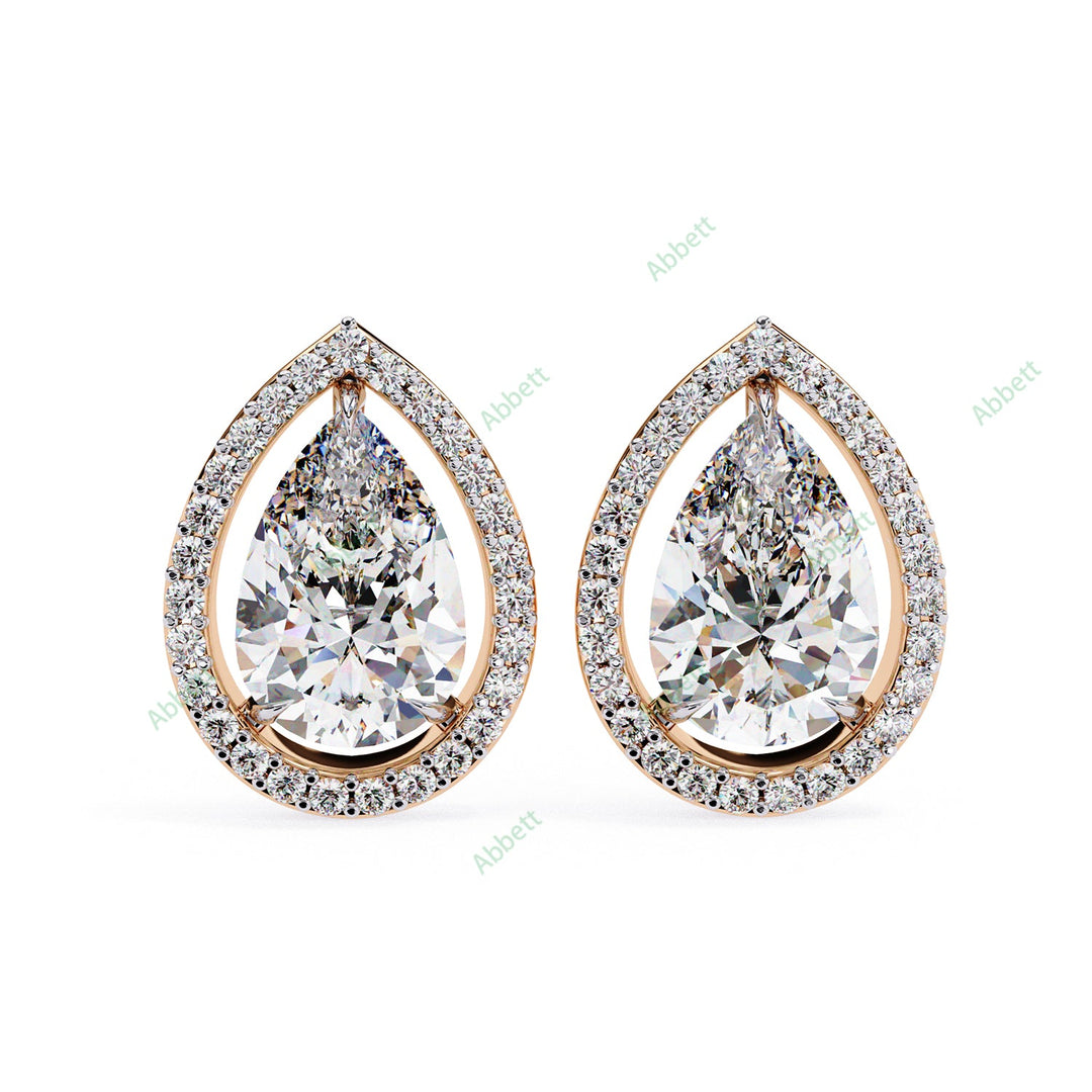 Pear Halo Studs Earring STHA1342