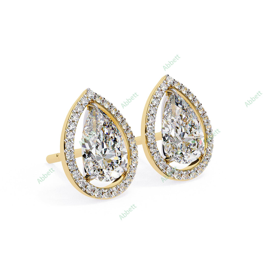 Pear Halo Studs Earring STHA1342