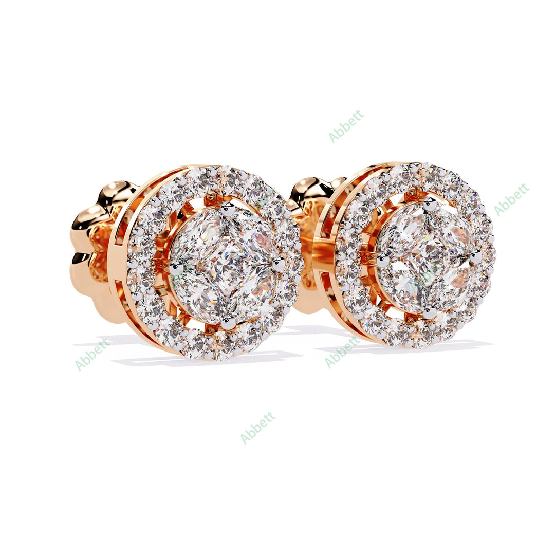 Round Halo Studs Earring STHA1383