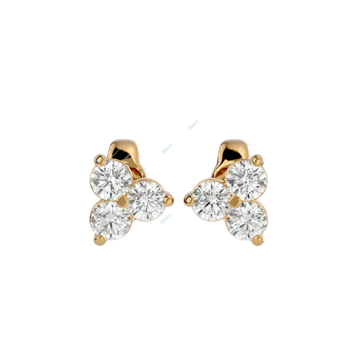 Three Stone Stud Earring STTH004